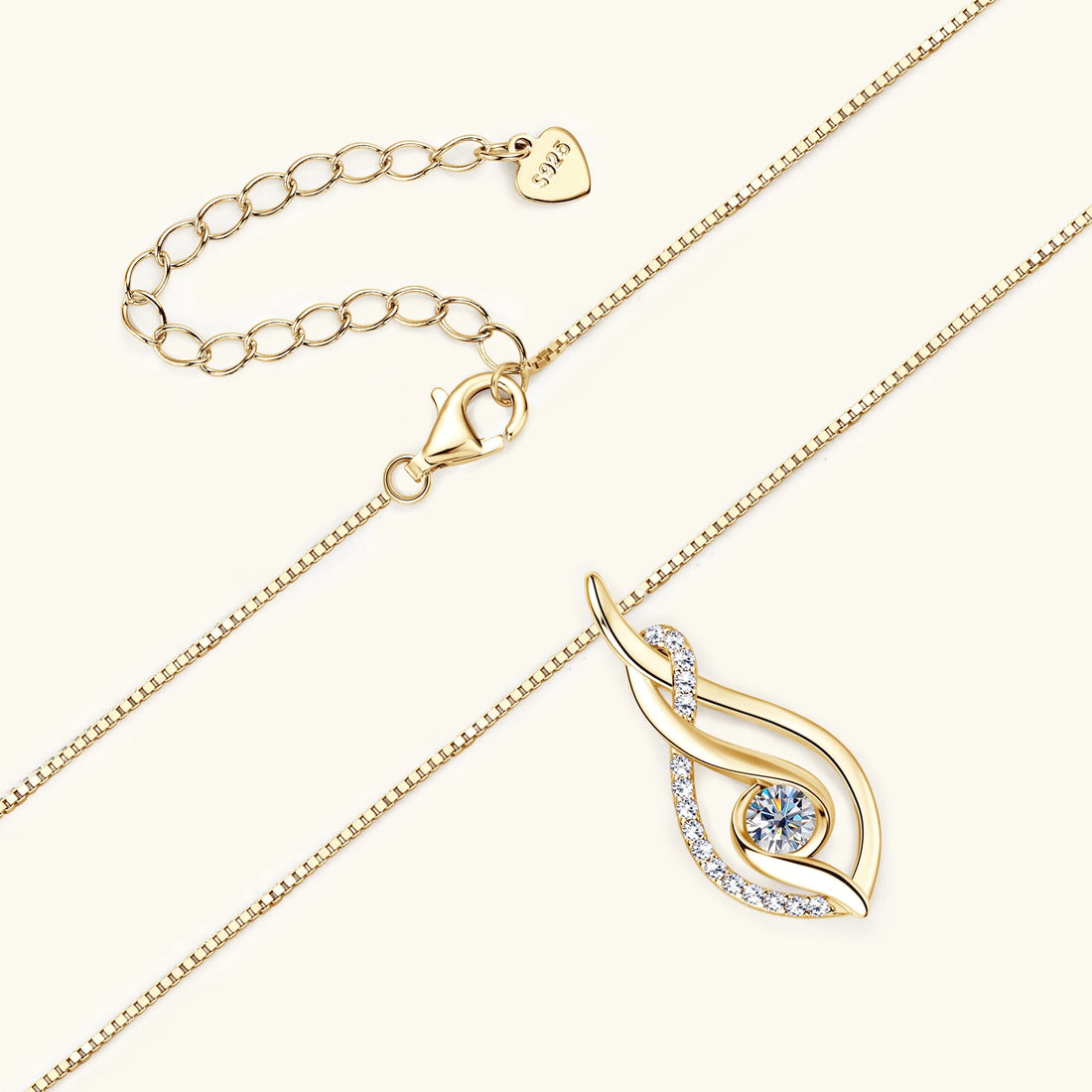 Real Moissanite Twisted Pendant Necklace