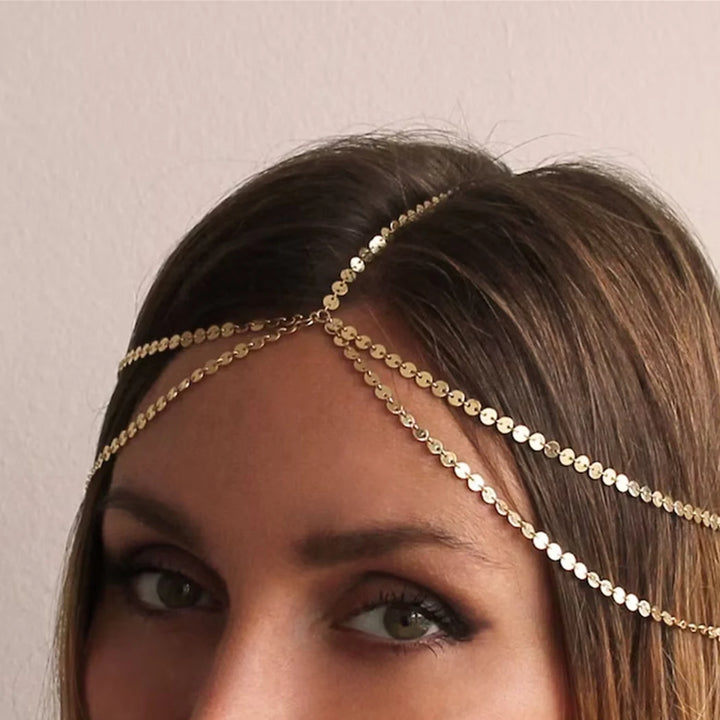 سلسلة رأس معدنية متعددة الطبقات للنساء زينة شعر