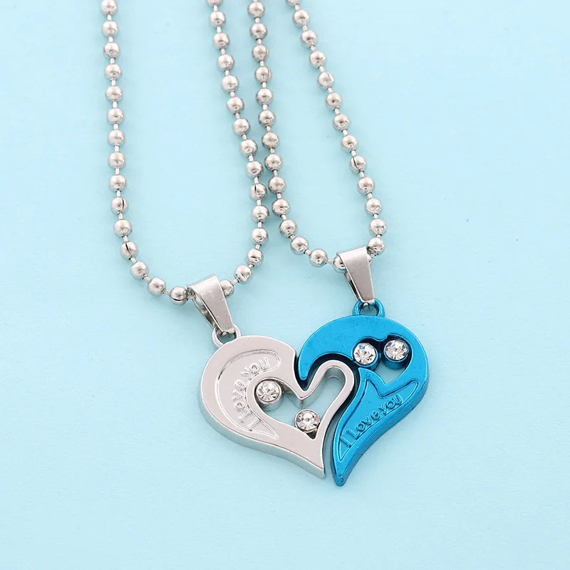 Couple Electrocardiogram Heart Necklace