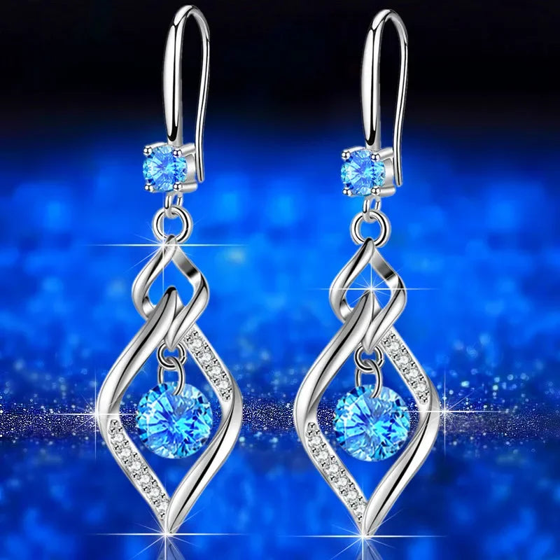 Sterling Silver Crystal Zircon Earrings