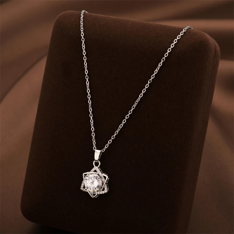 Zircon Star Charm Choker Necklace