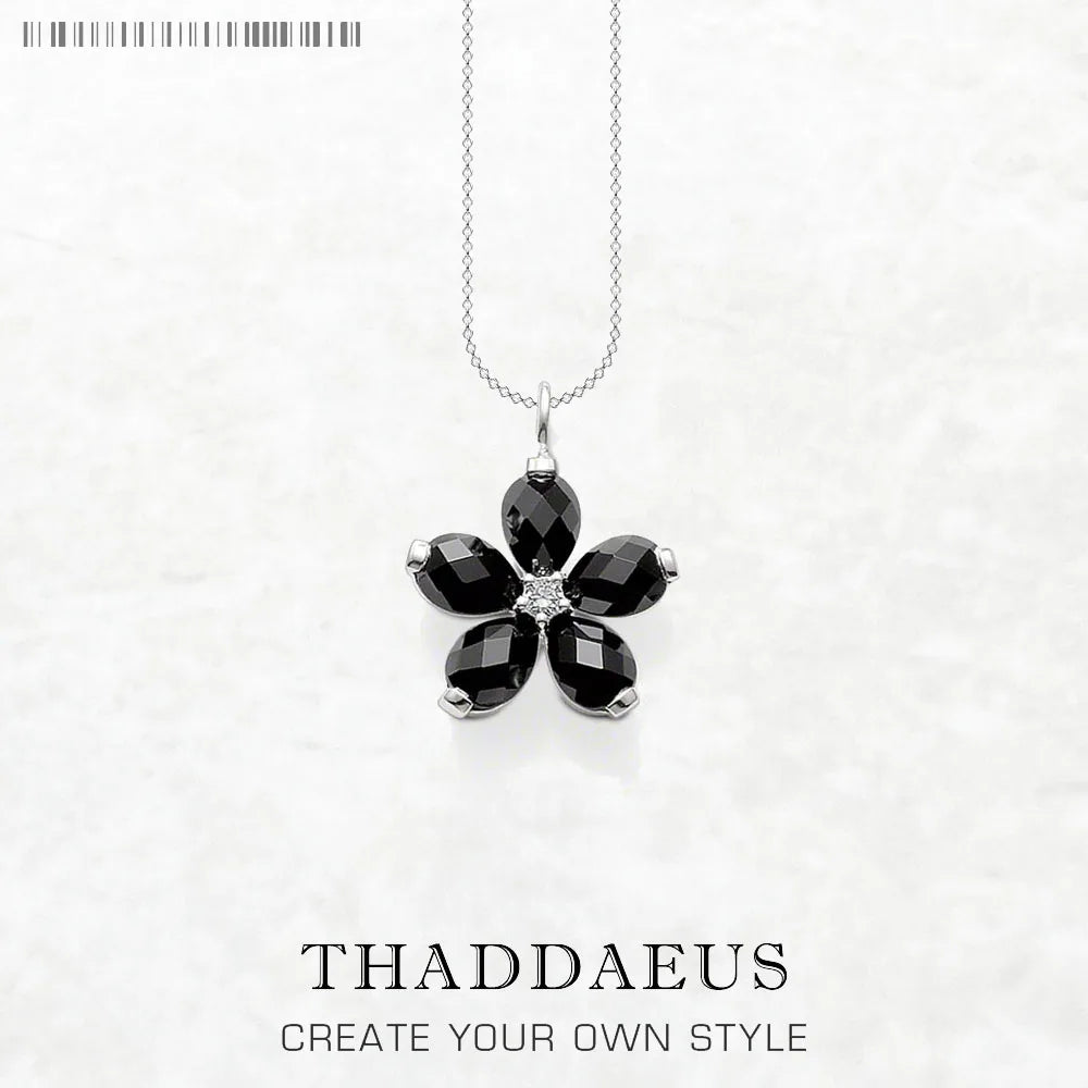 Black Petals Flower Necklace