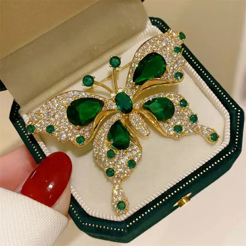 Green Emerald Butterfly Brooch Jewelry