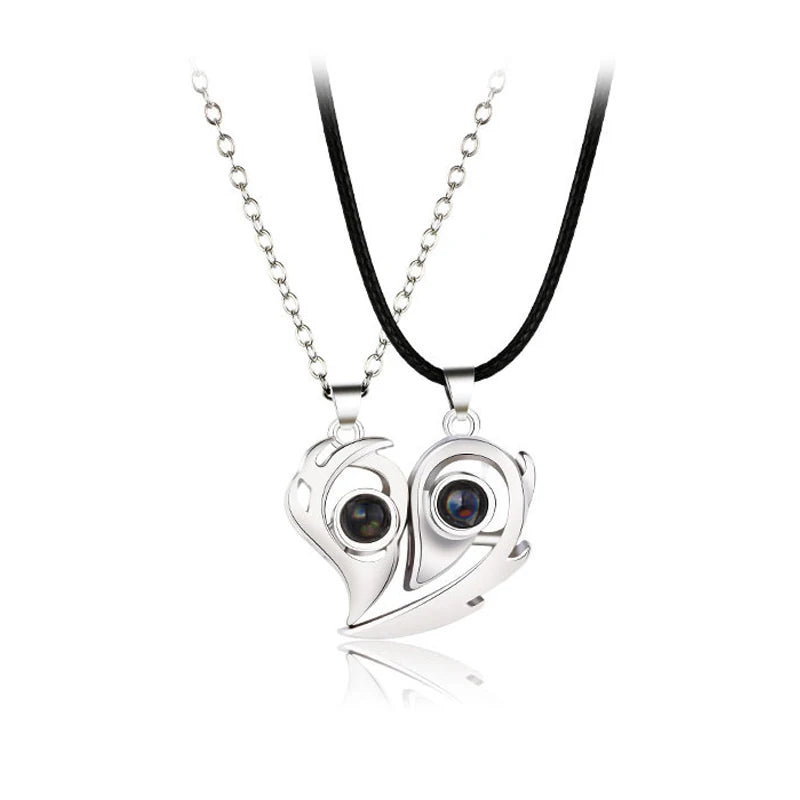 Couple Electrocardiogram Heart Necklace