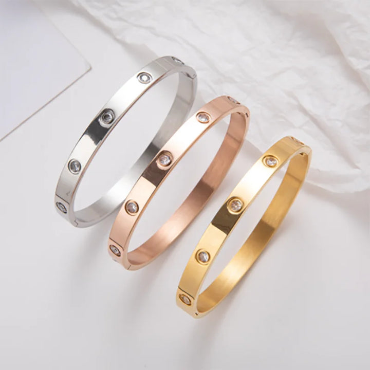 Stainless Steel Rhinestone Bangles