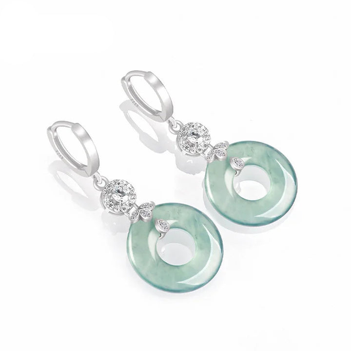 Natural Jadeite Blue Peace Earrings