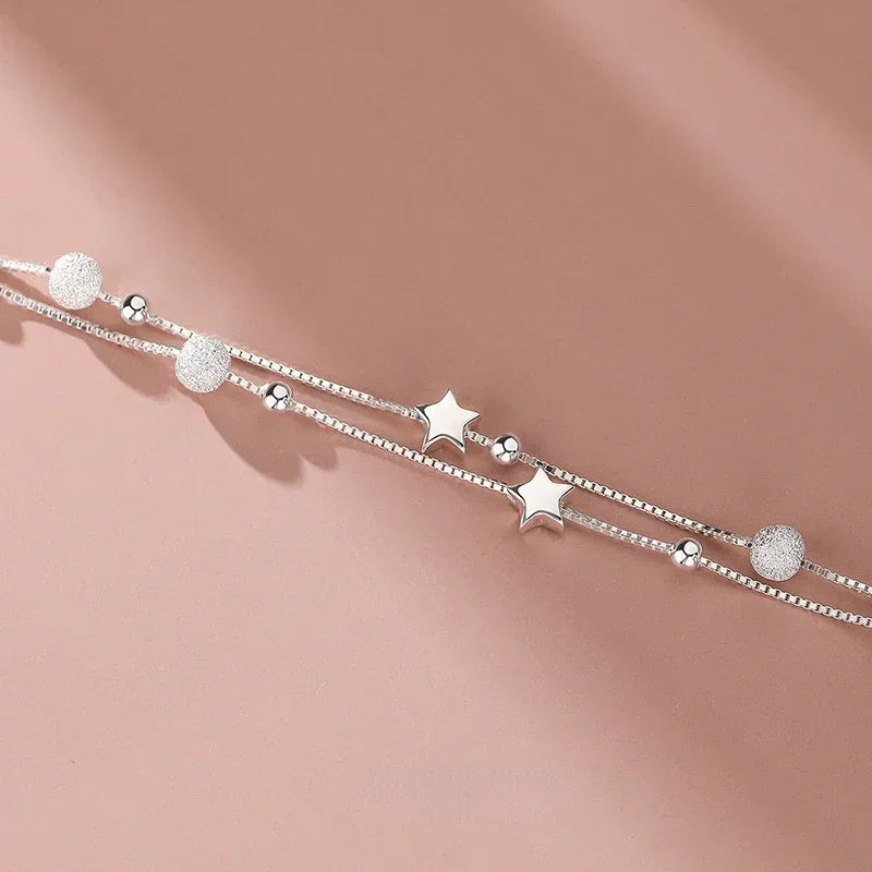 Silver Star Bead Bracelet