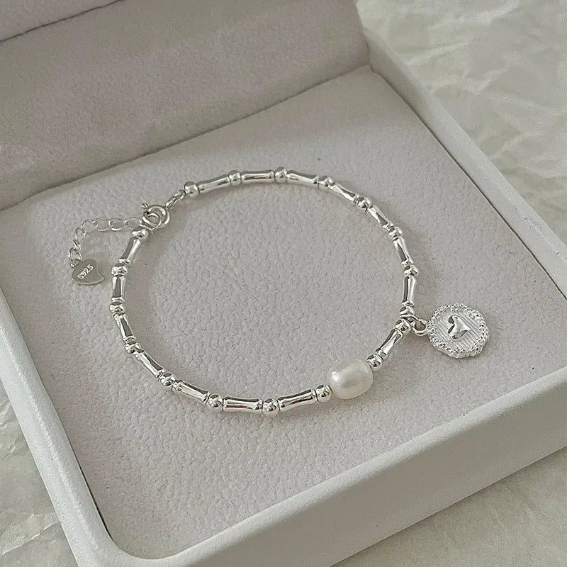 Silver Pearl Knot Bracelet