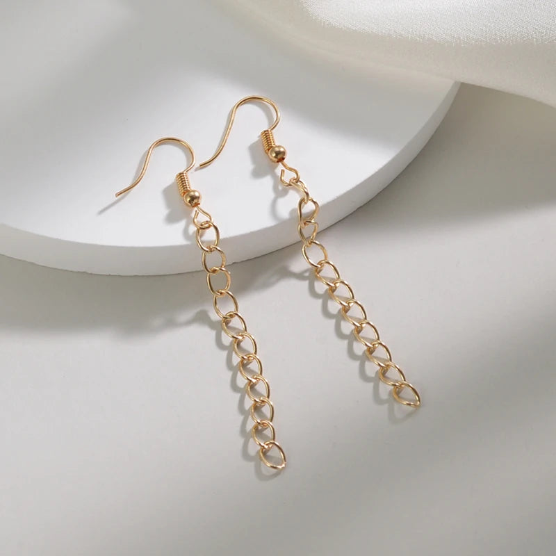Trendy Long Tassel Drop Earrings with Star and Heart Pendants