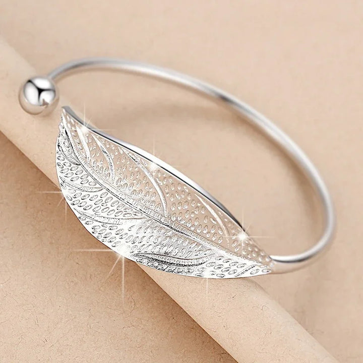 Silver Leaf Cuff Bracelet