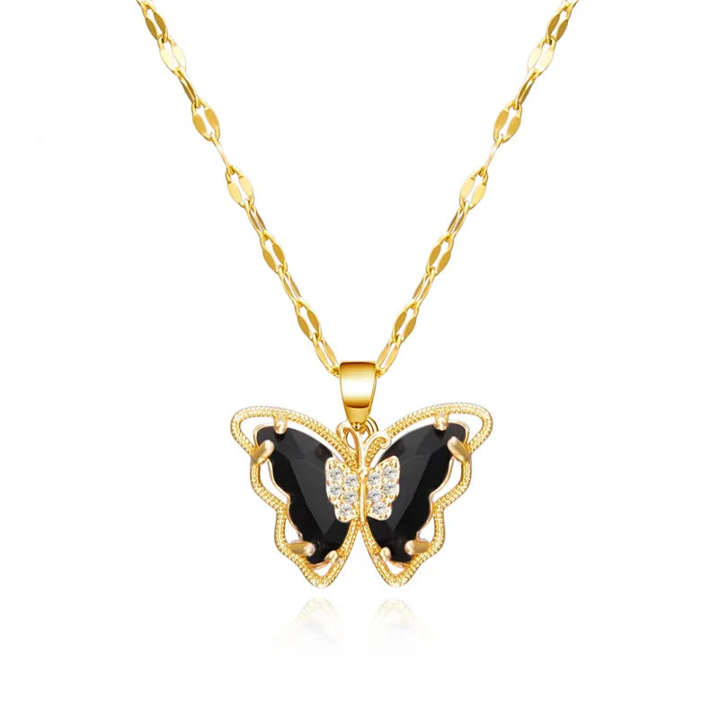 Hollow Titanium Steel Butterfly Necklace