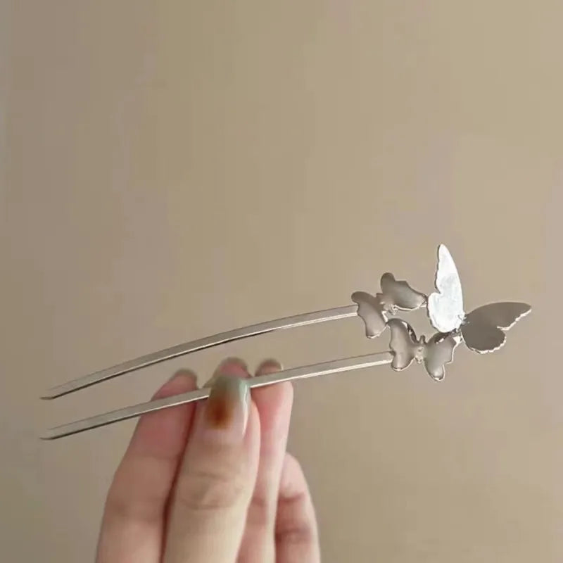 مشبك شعر معدني على شكل فراشة بتصميم صيني أنيق