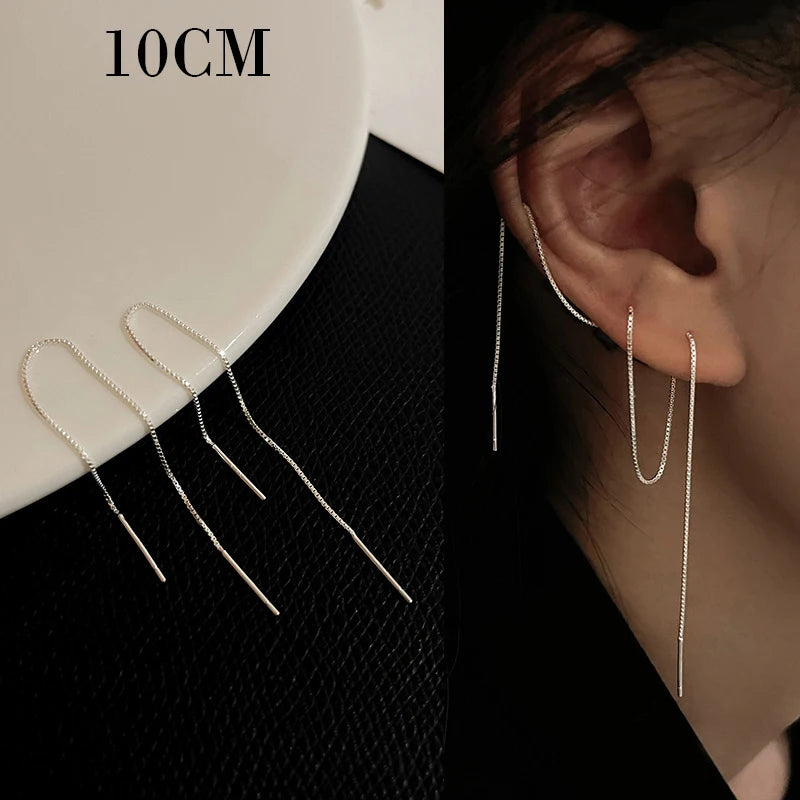 Trendy Long Tassel Drop Earrings with Star and Heart Pendants