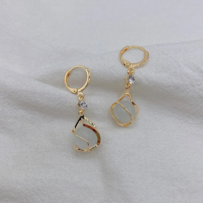 Korean Crystal Zircon Dangle Earrings