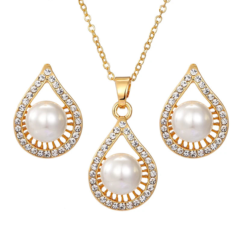 Gold Plated Pearl Necklace Set