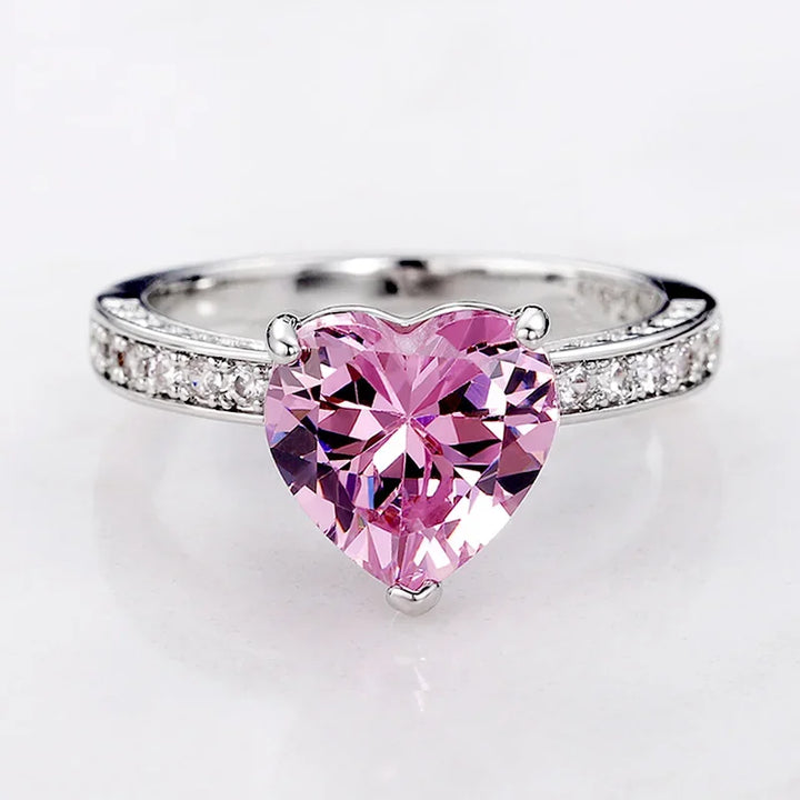 Luxury Pink Heart Solitaire Engagement Ring