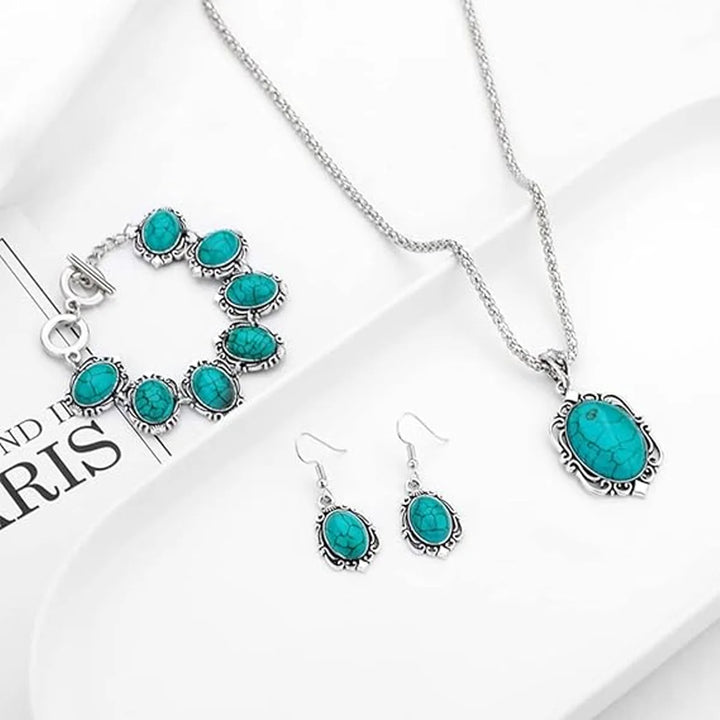 Vintage Turquoise Jewelry Set Women