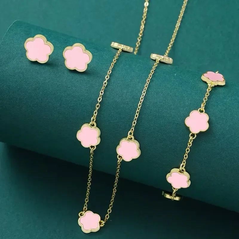 Lucky Clover Earrings Necklace Set