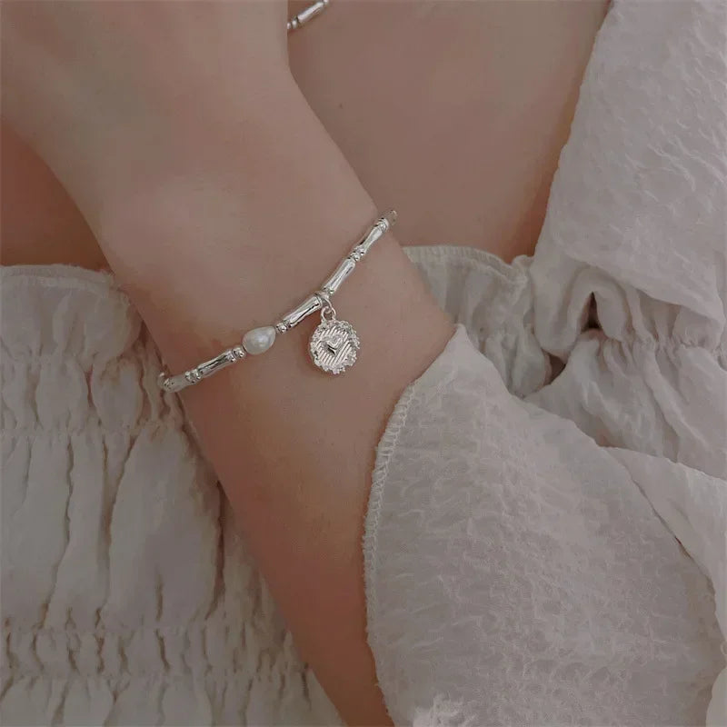 Silver Pearl Knot Bracelet