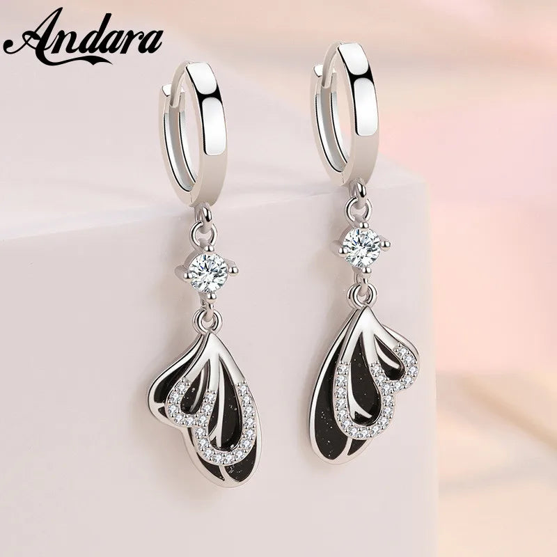 Sterling Silver Bow Zircon Earrings