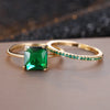 Princess Cut Red Green Zircon Bridal Wedding Ring Set for Women