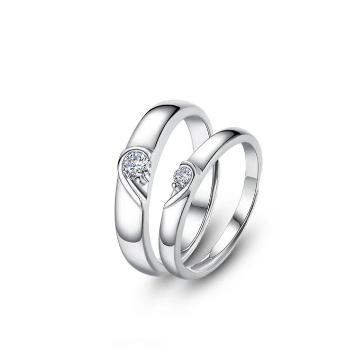 Zircon Heart Couple Wedding Rings