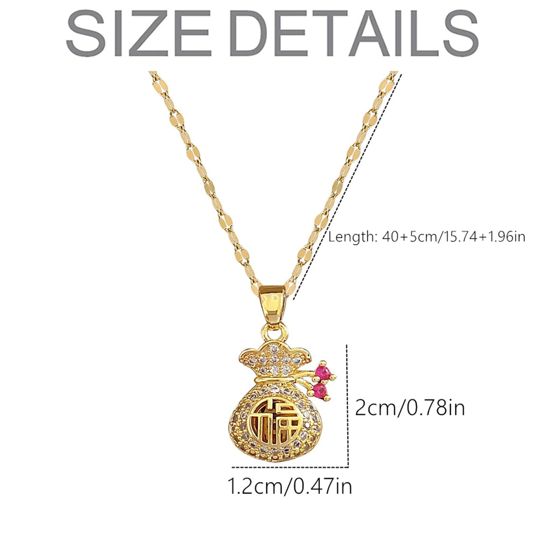 Money Bag Lucky Zircon Necklace