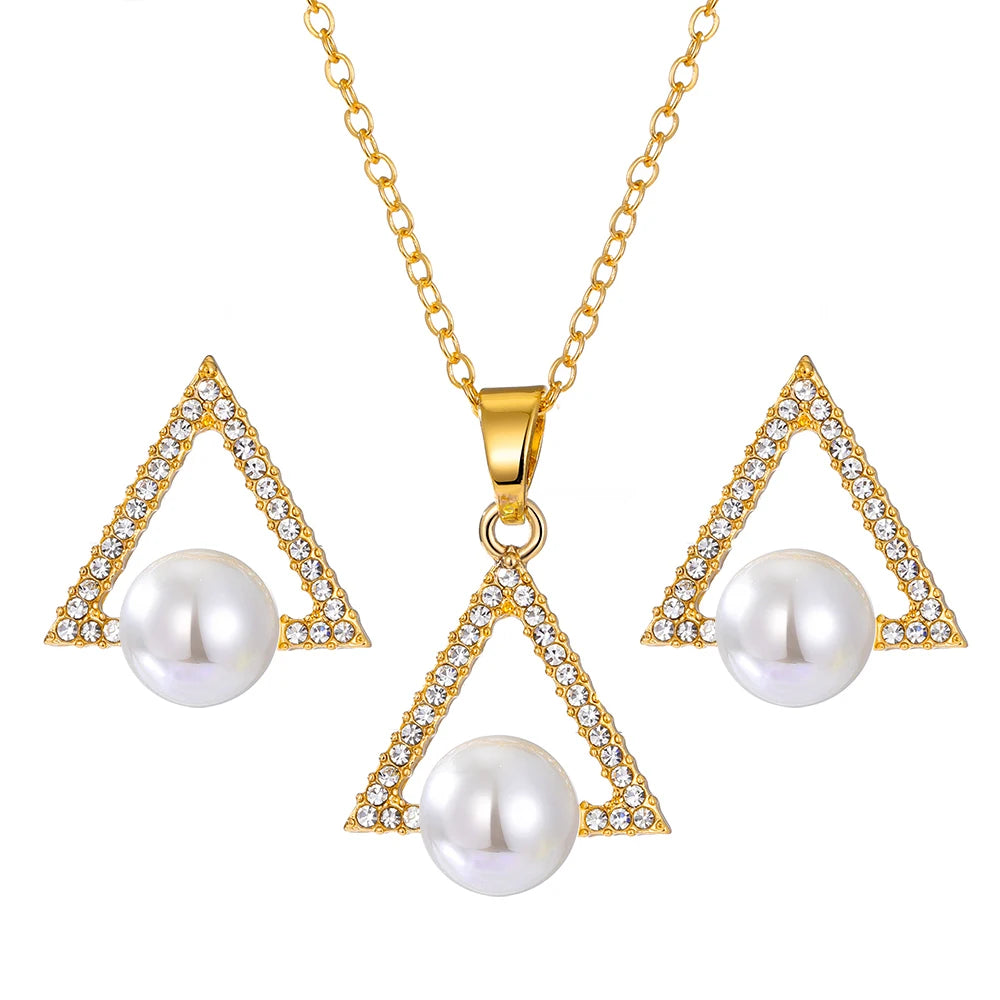 Gold Plated Pearl Necklace Set