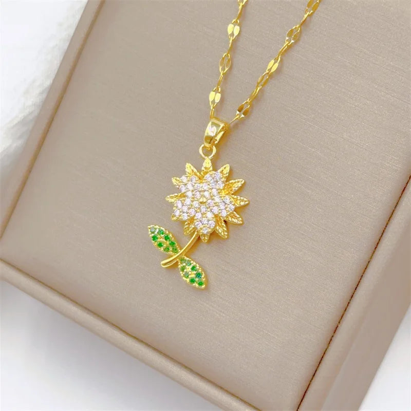 Sunflower Clavicle Necklace