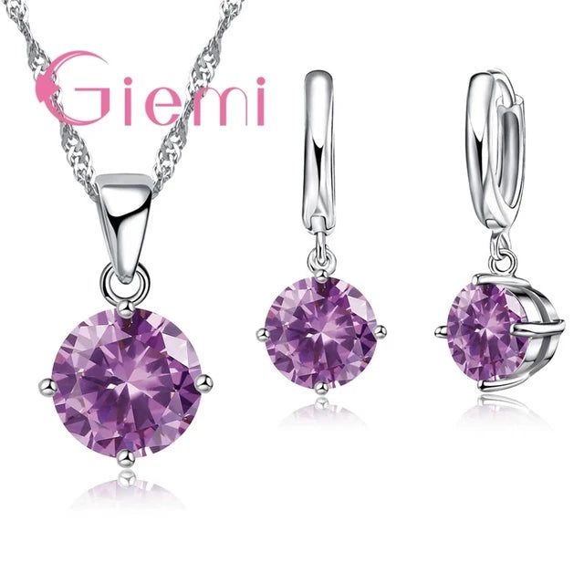 Silver Crystal Jewelry Set