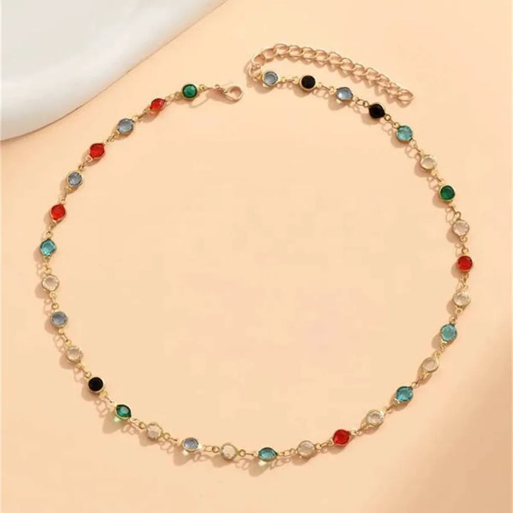 Boho Vintage Color Crystal Choker Necklace for Women