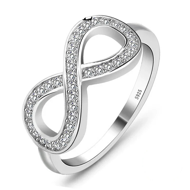 Women's CZ Infinity Claddagh Silver Ring