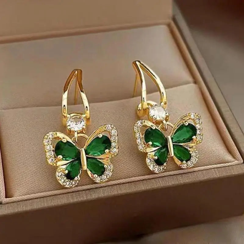 Vintage Green Crystal Earrings