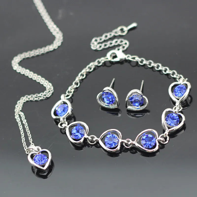 Crystal Heart Bridal Jewelry Set