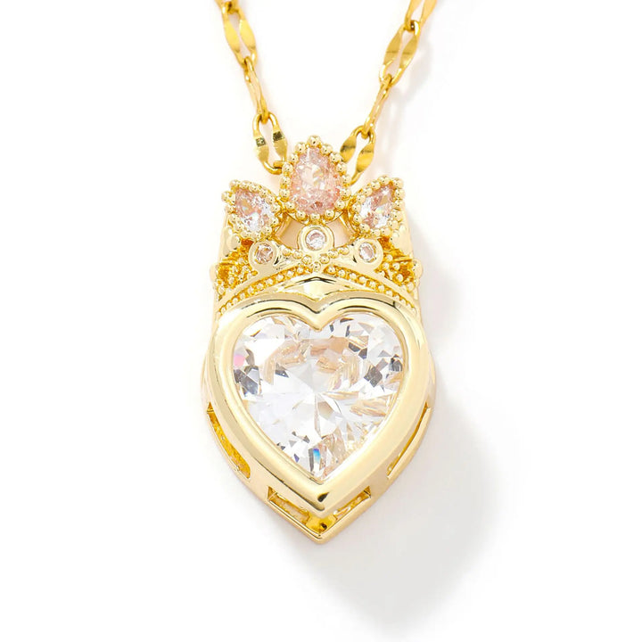 Crown Love Rhinestone Pendant Necklace