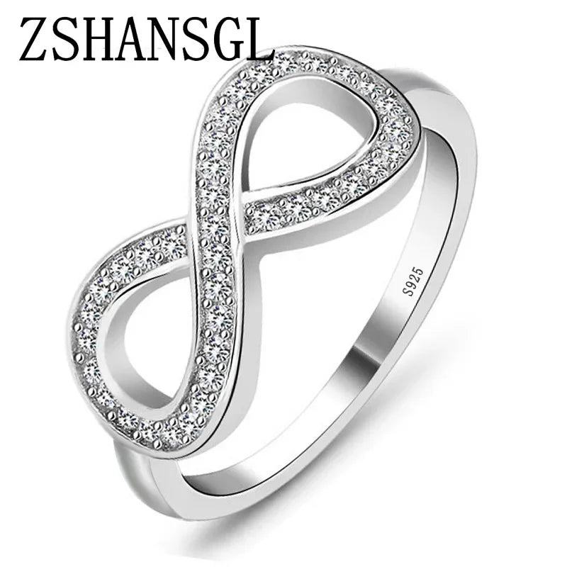 Women's CZ Infinity Claddagh Silver Ring