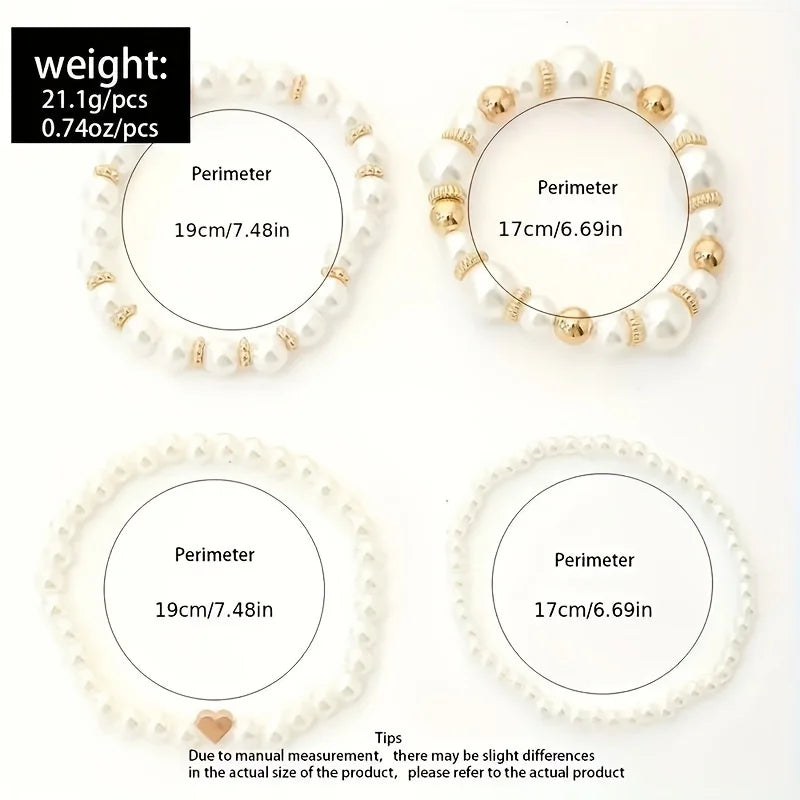 Elegant Pearl Love Bracelet Set