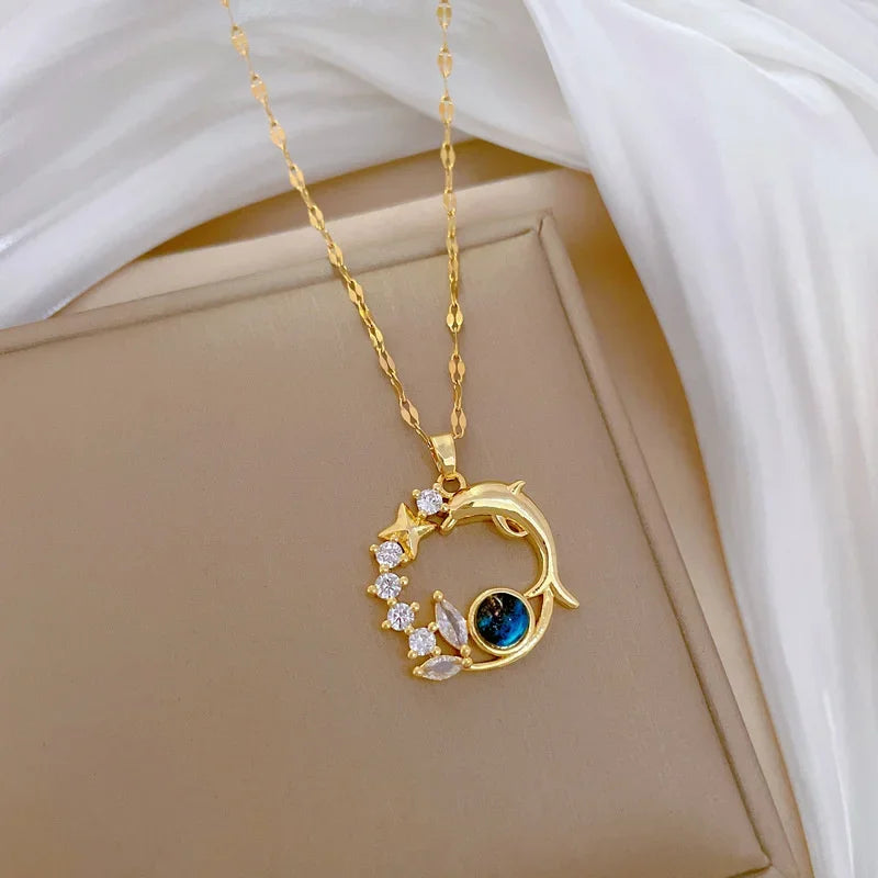 Luxury Zircon Planet Star Necklace