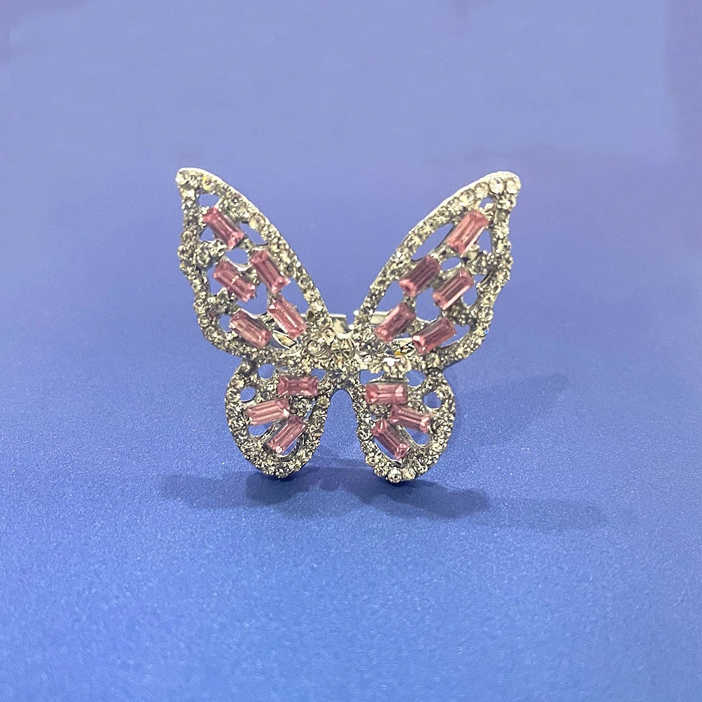 Luxury Rhinestone Butterfly Adjustable Ring