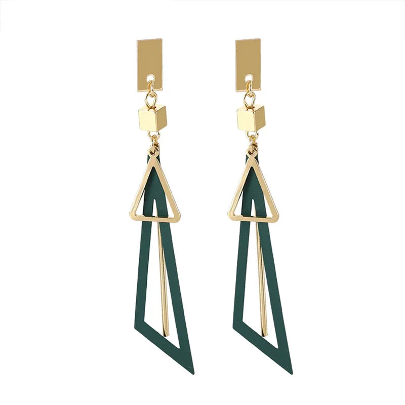 Geometric Triangle Tassel Earrings