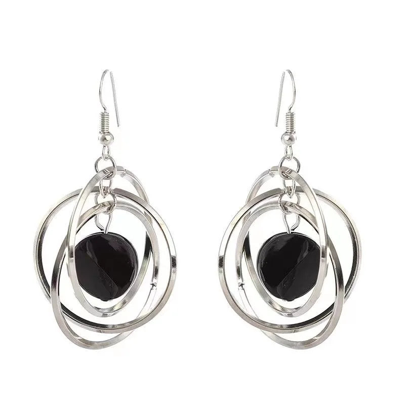 Black Crystal Dangle Earrings