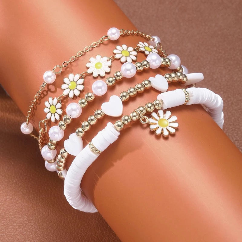 Vintage Daisy Boho Bracelet Set