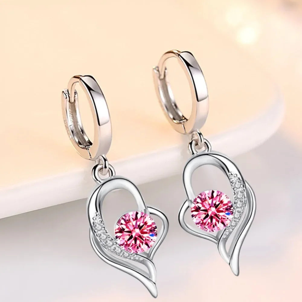 Sterling Silver Crystal Zircon Earrings