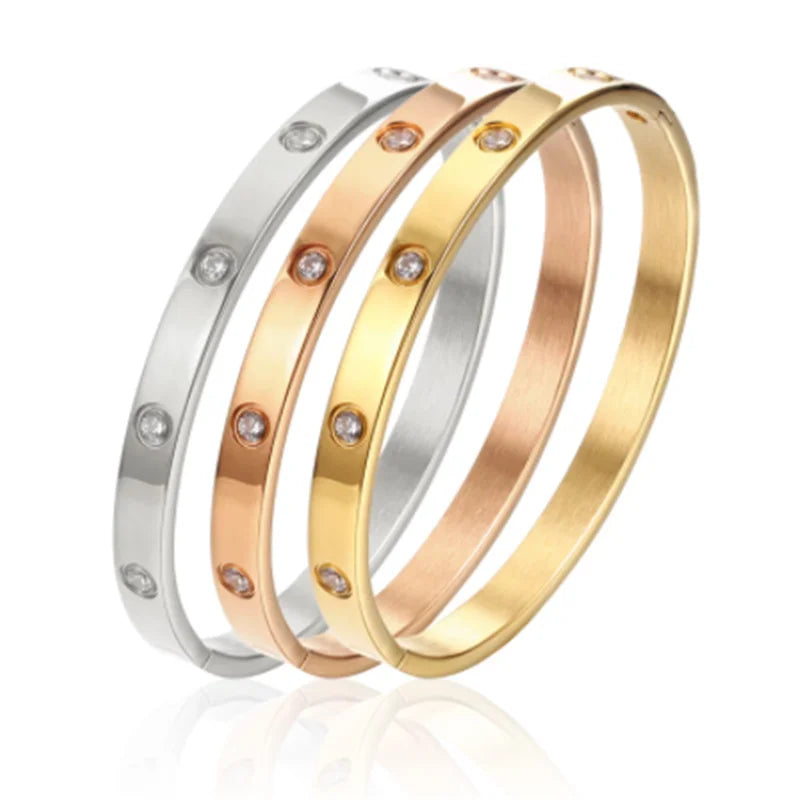 Stainless Steel Rhinestone Bangles