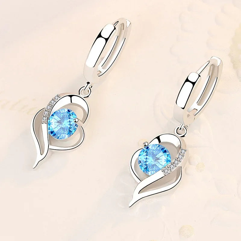 Sterling Silver Crystal Zircon Earrings