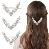 Gold Rhinestone V Hair Clips