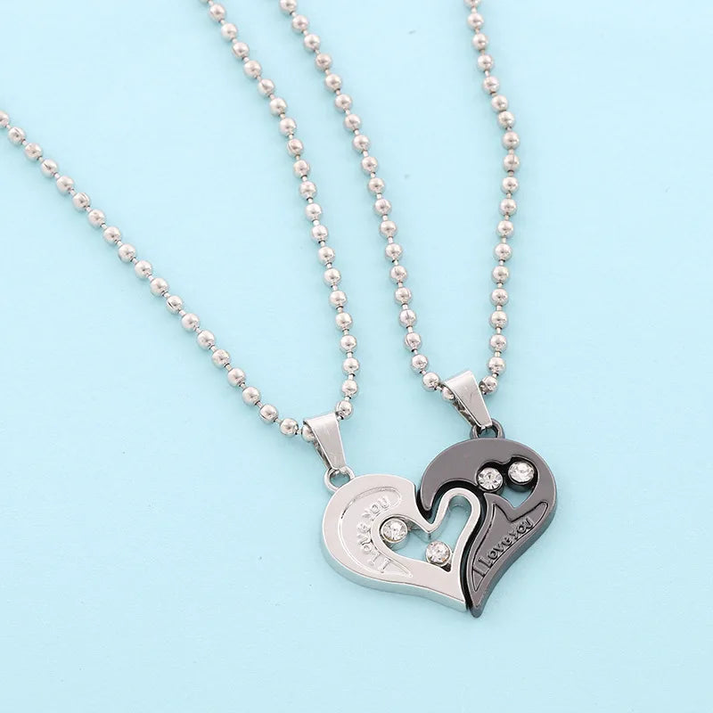 Couple Electrocardiogram Heart Necklace