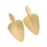 Gold Metal Leaf Pendant Drop Earrings