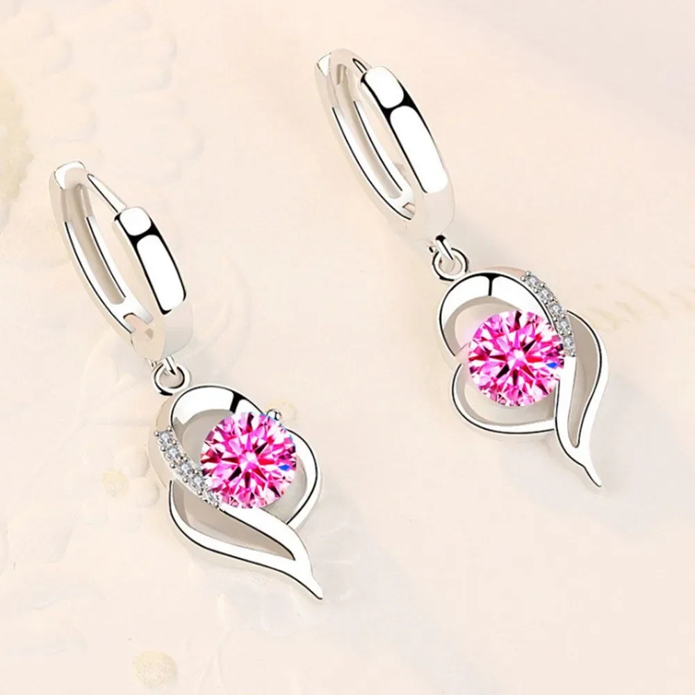 Sterling Silver Crystal Zircon Earrings