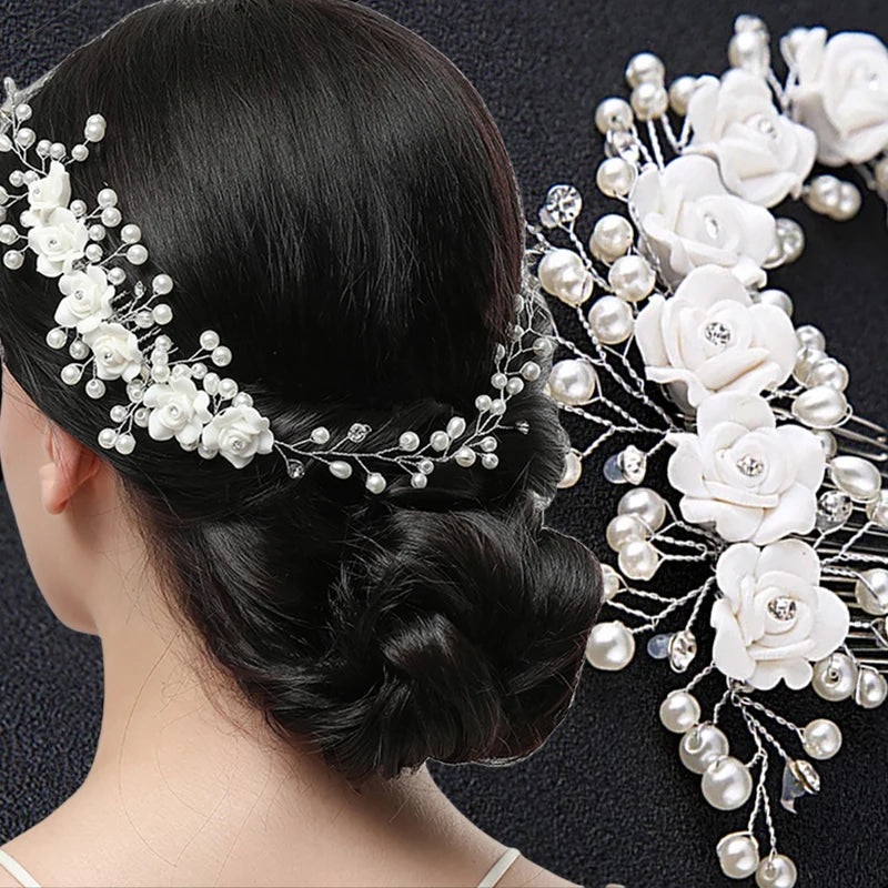 Floral Rhinestone Pearl Headband